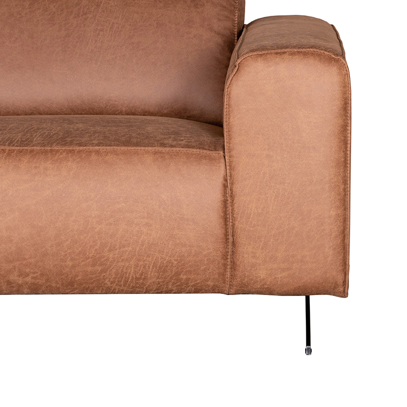 LABEL51 Hoekbank Modena - Cognac - Microfiber - Ottomane + 2,5-Zits