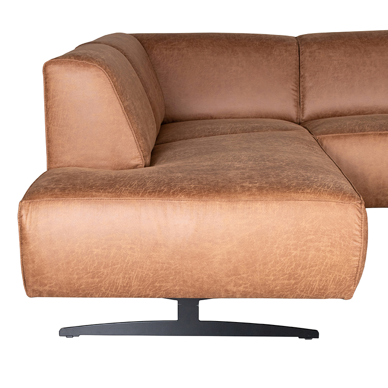 LABEL51 Hoekbank Modena - Cognac - Microfiber - Ottomane + 2,5-Zits