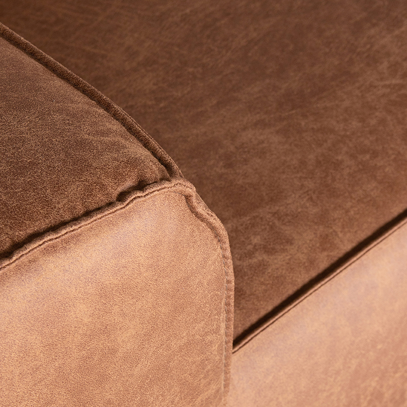 LABEL51 Hoekbank Modena - Cognac - Microfiber - Ottomane + 2,5-Zits