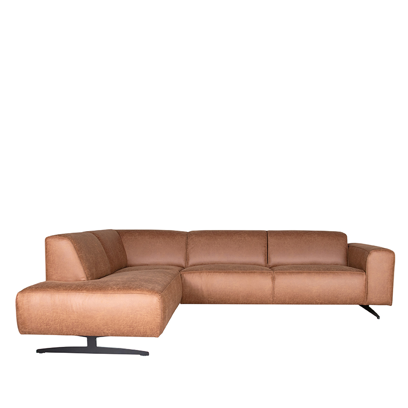 LABEL51 Hoekbank Modena - Cognac - Microfiber - Ottomane + 2,5-Zits