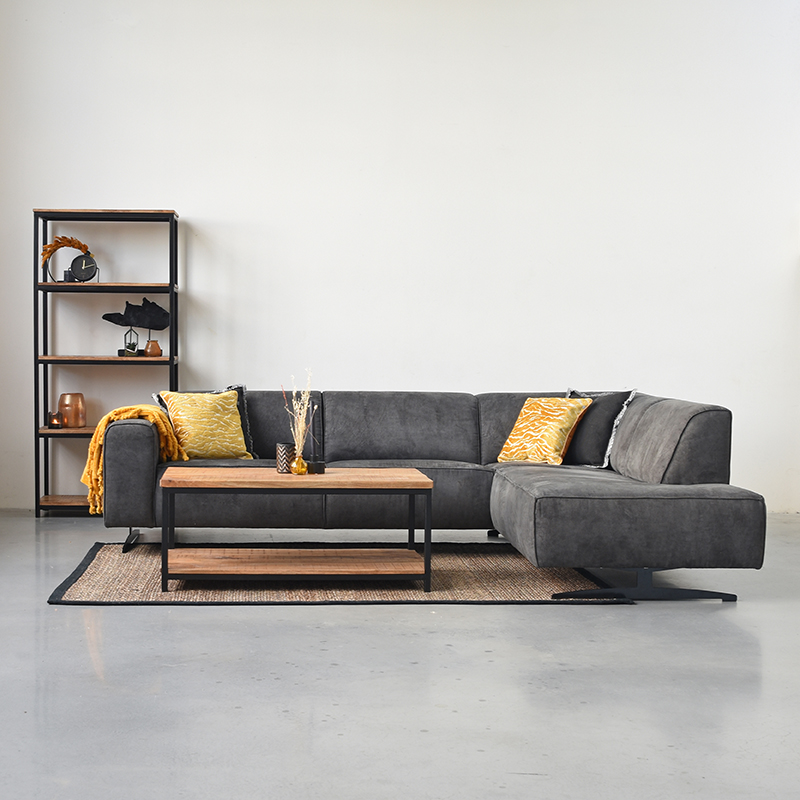 LABEL51 Hoekbank Modena - Antraciet - Microfiber - 2,5-Zits + Ottomane