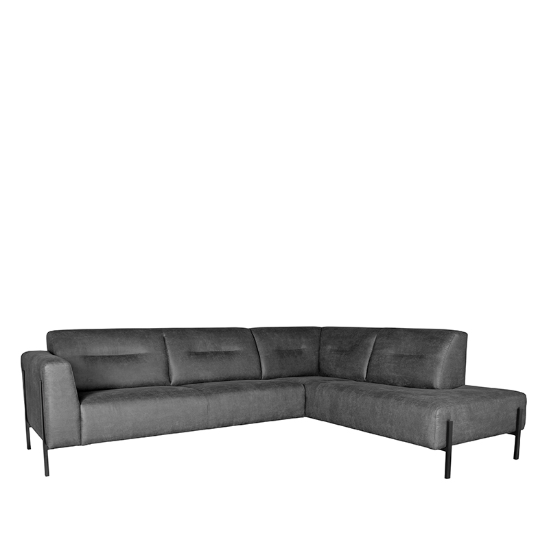 LABEL51 Bank Napoli - Antraciet - Micro Suede - 2-Zits + Hoek + 2-Zits