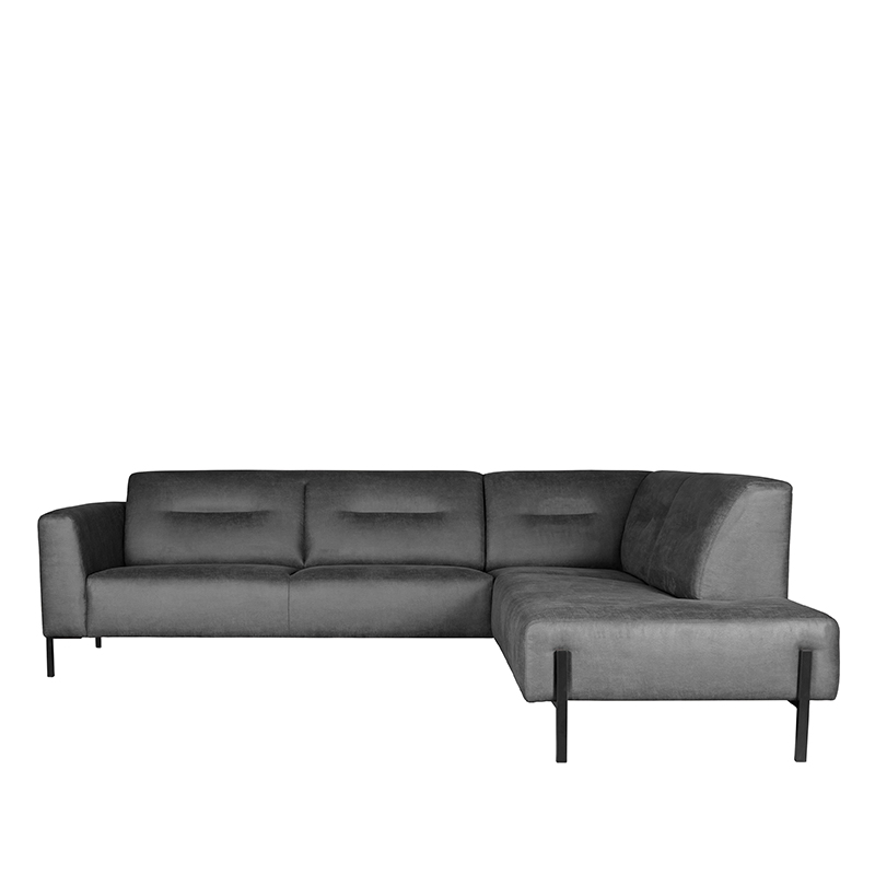 LABEL51 Bank Napoli - Antraciet - Micro Suede - 2-Zits + Hoek + 2-Zits