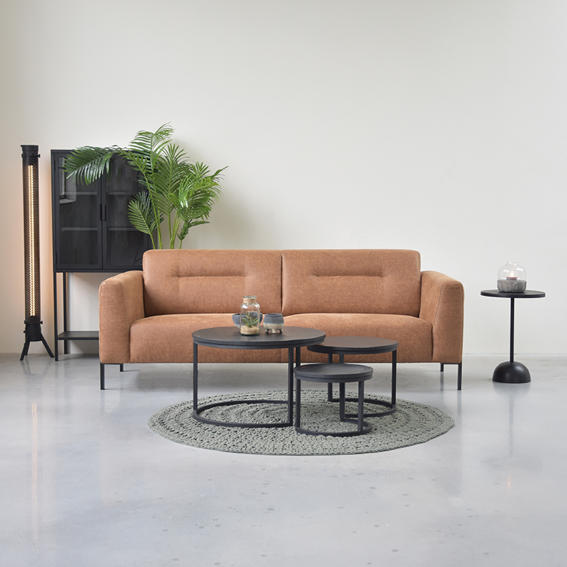 LABEL51 Bank Napoli - Cognac - Microfiber - 3-Zits