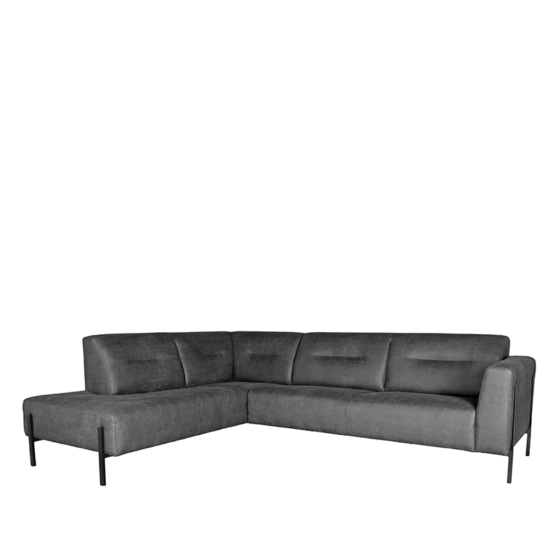 LABEL51 Bank Napoli - Antraciet - Micro Suede - Ottomane + 2,5-Zits