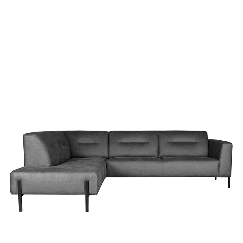 LABEL51 Bank Napoli - Antraciet - Micro Suede - Ottomane + 2,5-Zits
