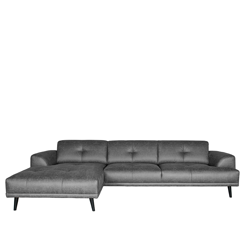 LABEL51 Hoekbank Salerno - Antraciet - Microfiber - Chaise Longue + 2,5-Zits