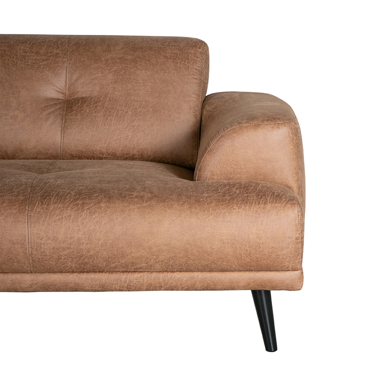 LABEL51 Bank Salerno - Cognac - Microfiber - Chaise Longue + 2,5-Zits
