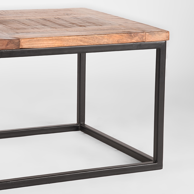 LABEL51 Bijzettafel Box - Rough - Mangohout - 60x60 cm