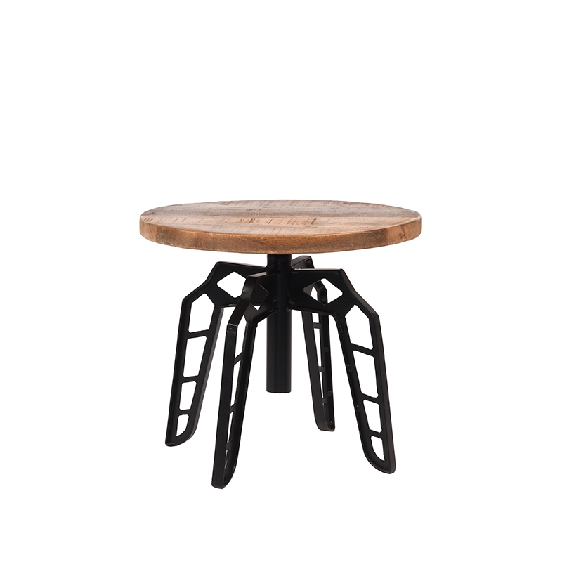 LABEL51 Bijzettafel Pebble - Rough - Mangohout - Rond - 45 cm
