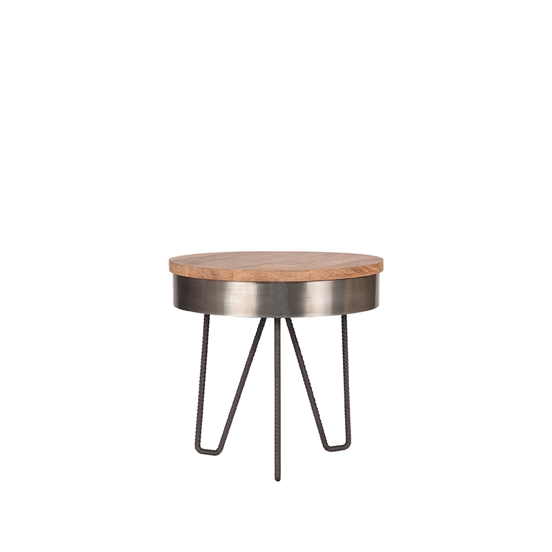 LABEL51 Bijzettafel Saran - Antiek grijs - Metaal - Rond - 44 cm