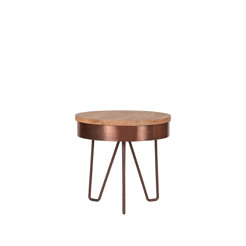 LABEL51 Bijzettafel Saran - Koper - Metaal - Rond - 44 cm