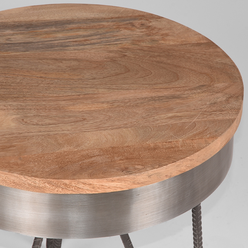 LABEL51 Bijzettafel Saran - Antiek grijs - Metaal - Rond - 44 cm