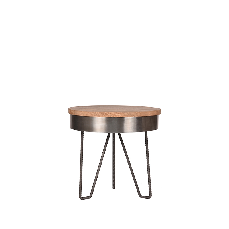 LABEL51 Bijzettafel Saran - Antiek grijs - Metaal - Rond - 44 cm