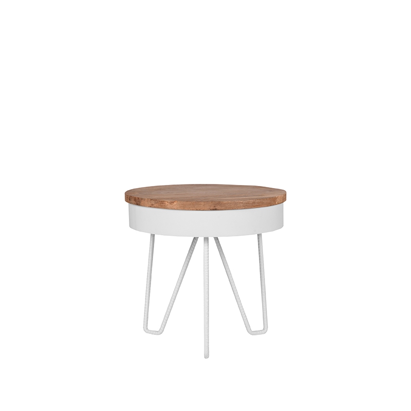 LABEL51 Bijzettafel Saran - Wit - Metaal - Rond - 44 cm