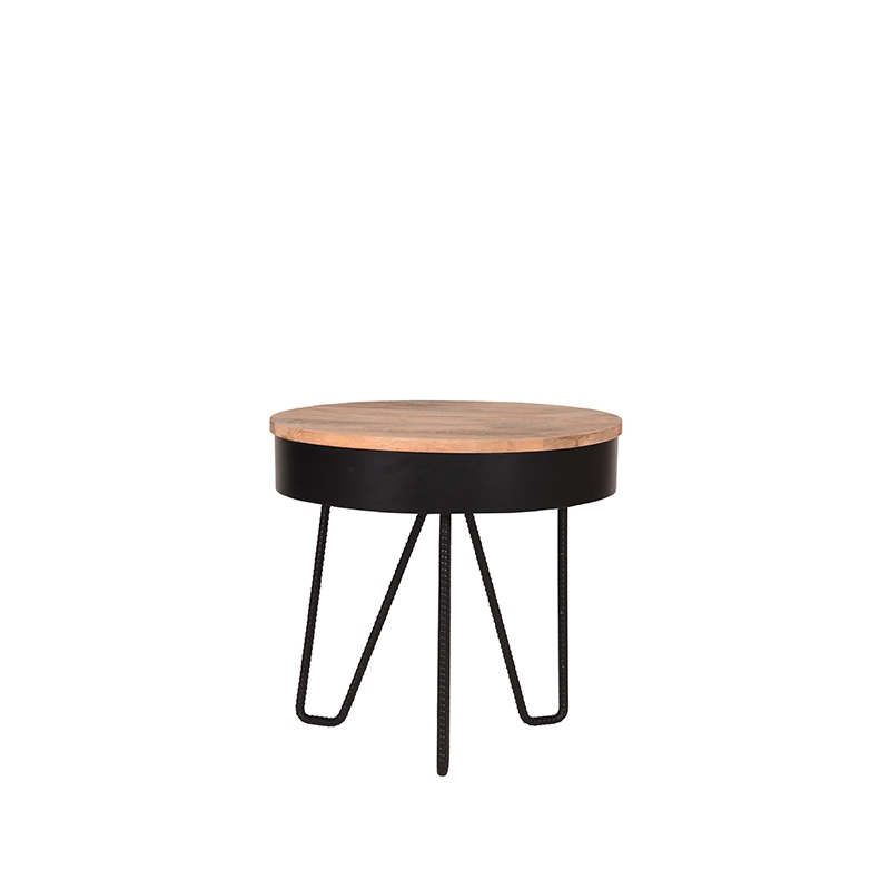 LABEL51 Bijzettafel Saran - Zwart - Metaal - Rond - 44 cm