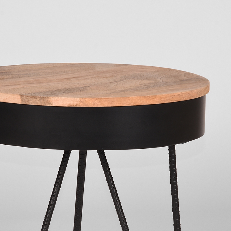 LABEL51 Bijzettafel Saran - Zwart - Metaal - Rond - 44 cm