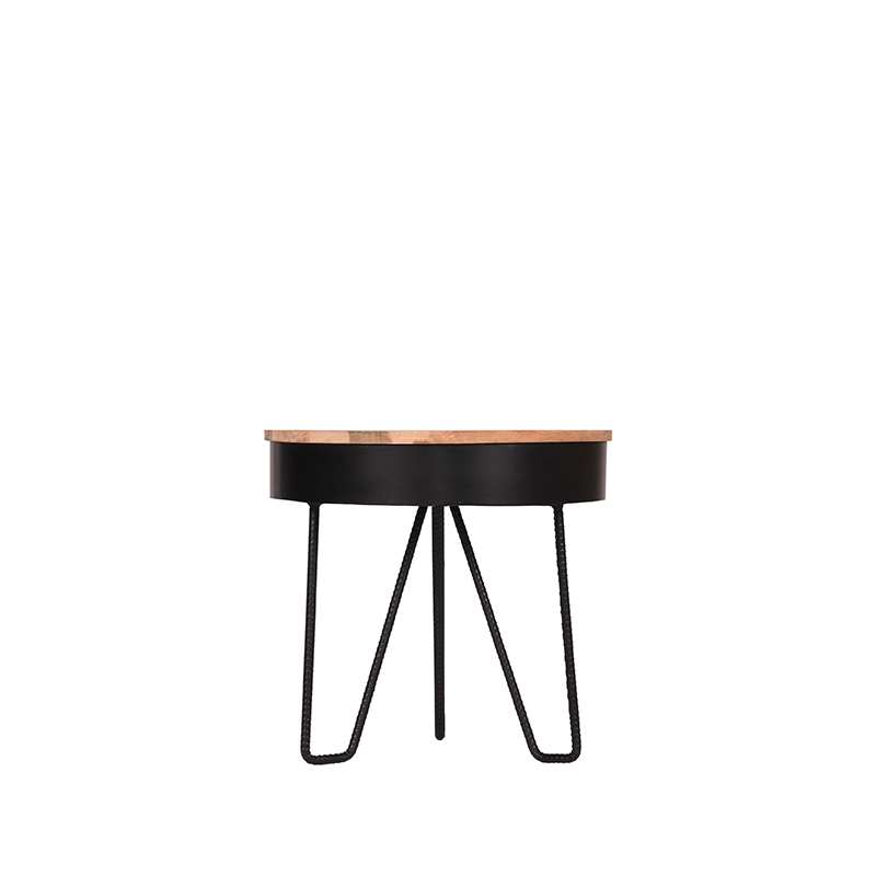 LABEL51 Bijzettafel Saran - Zwart - Metaal - Rond - 44 cm