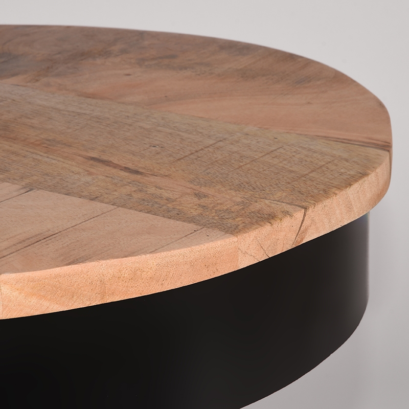 LABEL51 Bijzettafel Saria - Zwart - Mangohout - Rond - 44 cm
