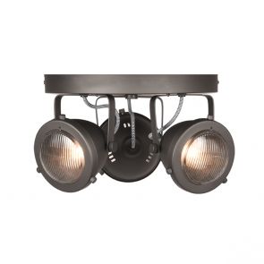 LED Spot Moto 3-Lichts Burned Steel Metaal 1