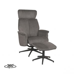 Relaxfauteuil Verdal + Hocker 77x79x109 cm Antraciet Cosmo Perspectief 360 v2