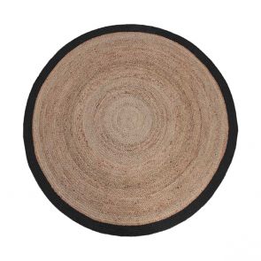 Vloerkleed Jute Naturel Jute Zwart Katoen 180 cm 1