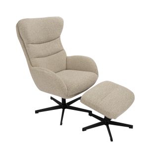 Draaifauteuil Malmo + Hocker 75x82x108 cm