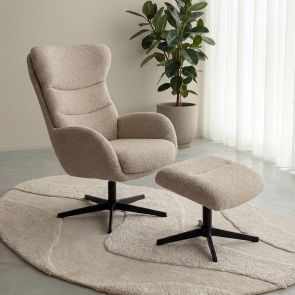 Draaifauteuil Malmo + Hocker 75x82x108 cm