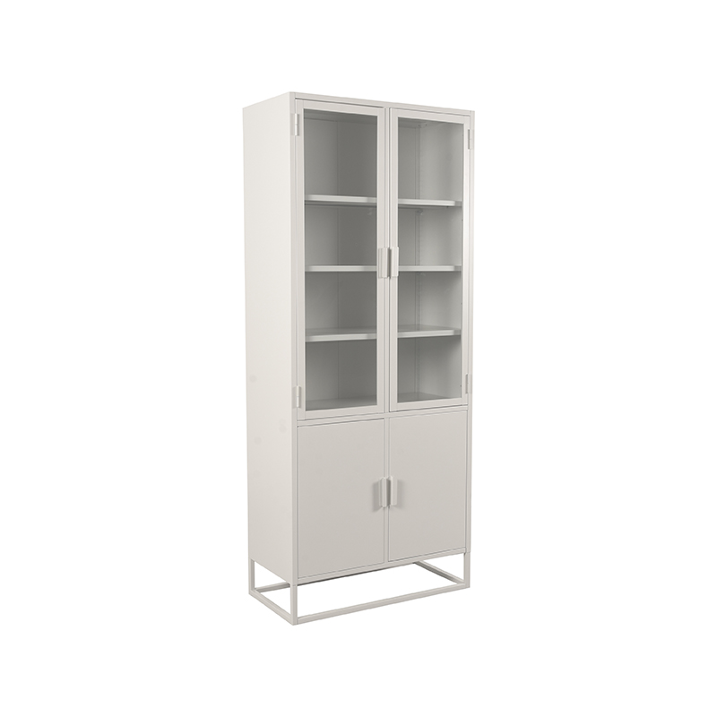 Vitrinekast - Level - Wit - Metaal - Hoge Kast - LABEL51