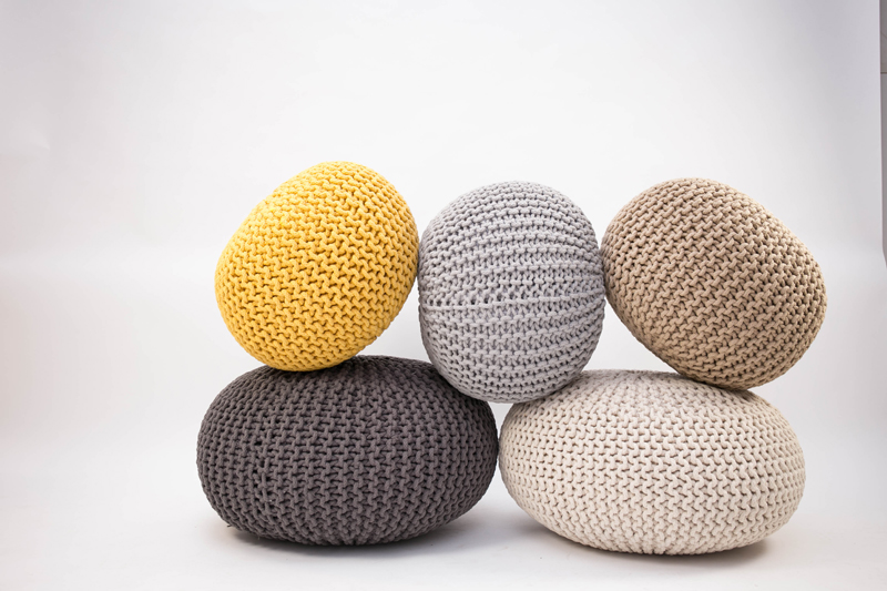 LABEL51 Poef Knitted - Naturel - Katoen - L
