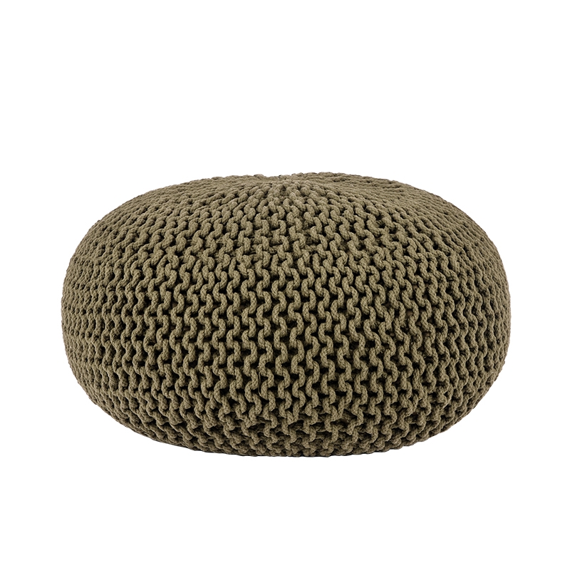 LABEL51 Poef Knitted - Army green - Katoen - L