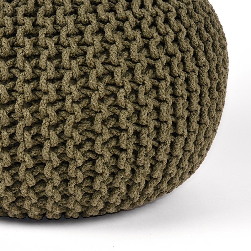 LABEL51 Poef Knitted - Army green - Katoen - L