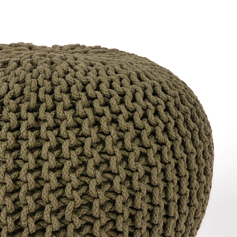 LABEL51 Poef Knitted - Army green - Katoen - L