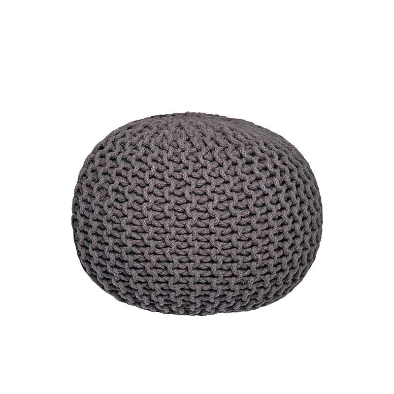 LABEL51 Poef Knitted - Donkergrijs - Katoen - M