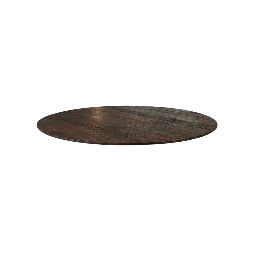 Eetkamertafel I_Tafelblad Rond - Espresso - Bruin - Mangohout - Industrieel - LABEL51