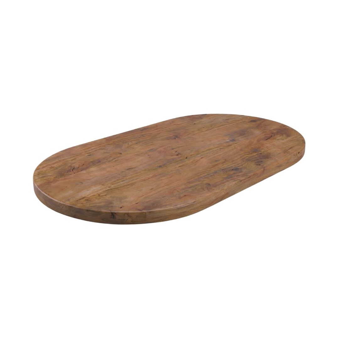 Eetkamertafel I_Tafelblad Halve Cirkel - Nature Smooth - Bruin - Mangohout - LABEL51