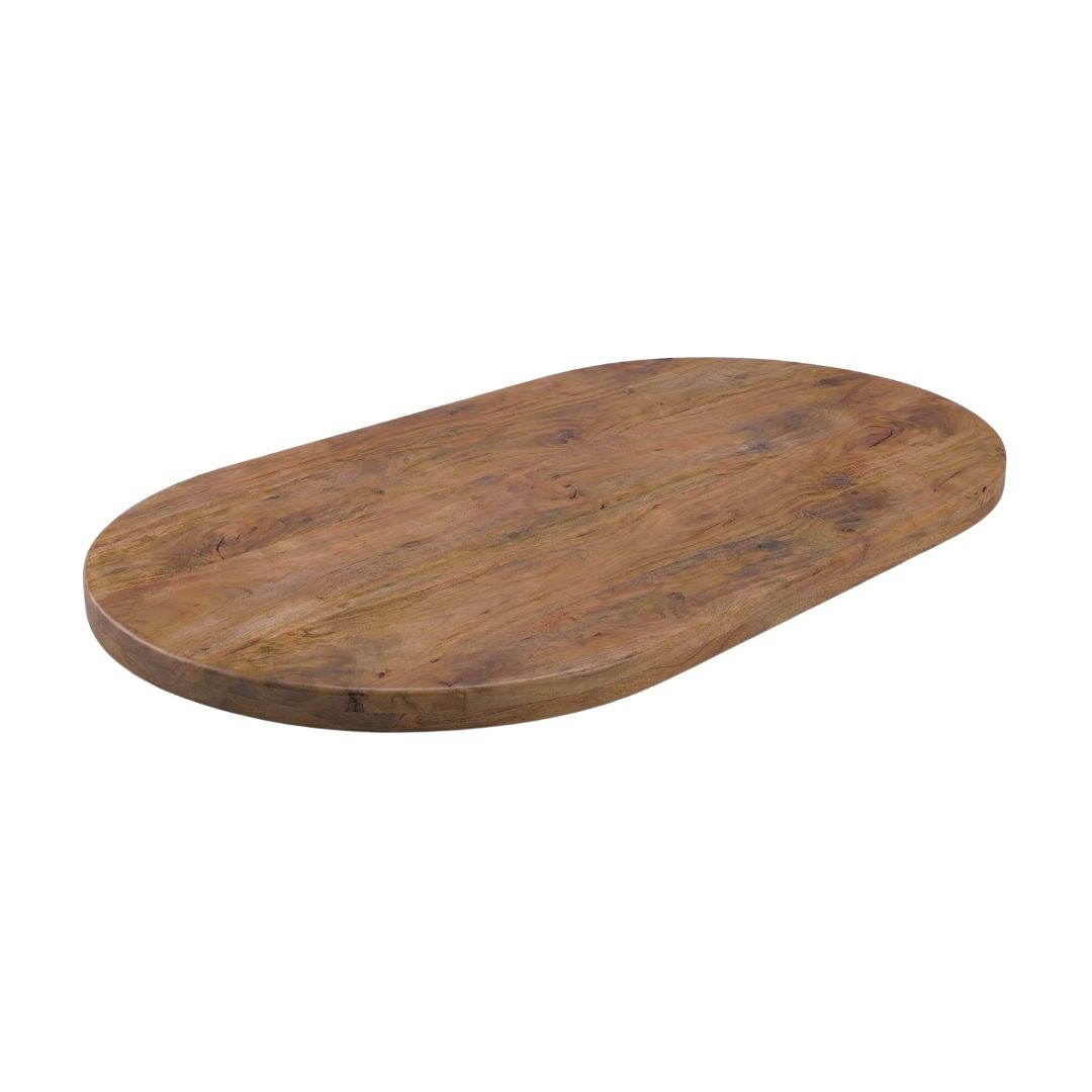 Eetkamertafel I_Tafelblad Halve Cirkel - Nature Smooth - Bruin - Mangohout - LABEL51
