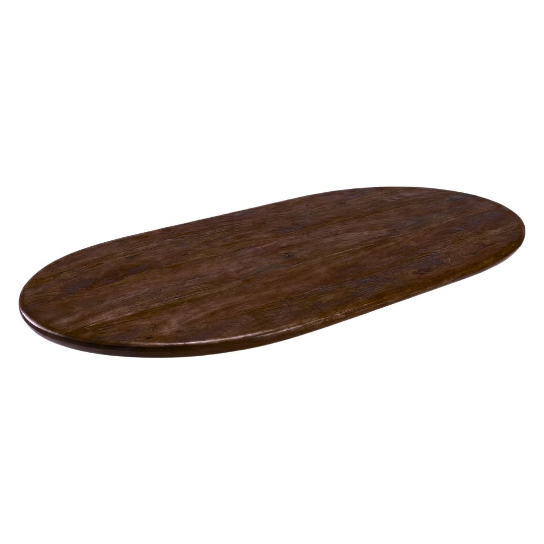 Eetkamertafel I_Tafelblad Halve Cirkel - Espresso - Bruin - Mangohout - LABEL51