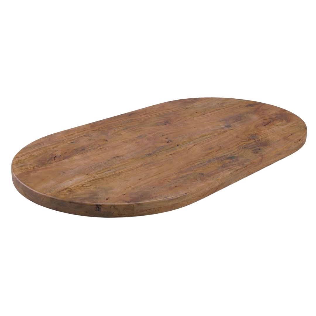 Eetkamertafel I_Tafelblad Halve Cirkel - Nature Smooth - Bruin - Mangohout - LABEL51