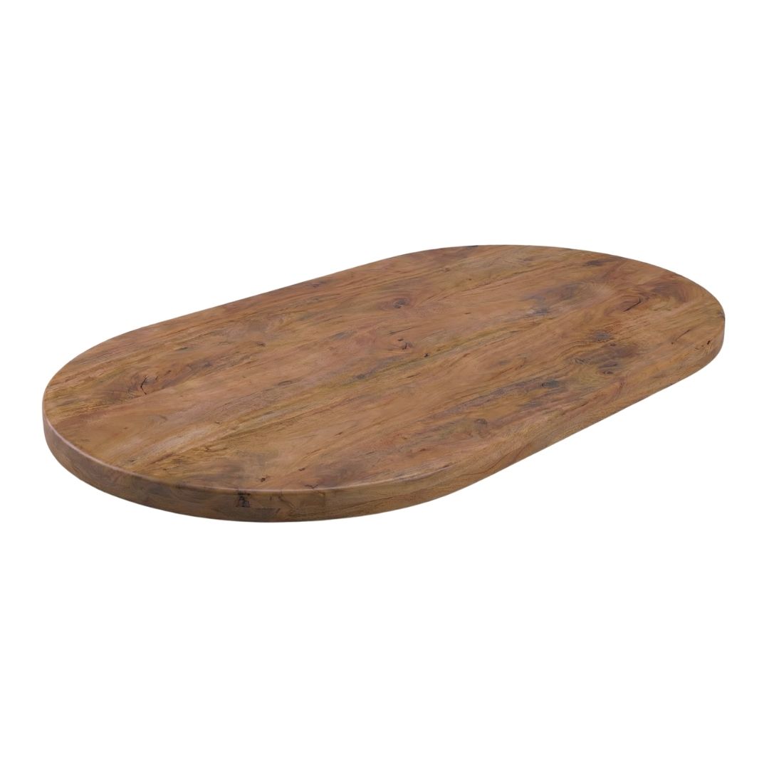 Eetkamertafel I_Tafelblad Halve Cirkel - Nature Smooth - Bruin - Mangohout - LABEL51