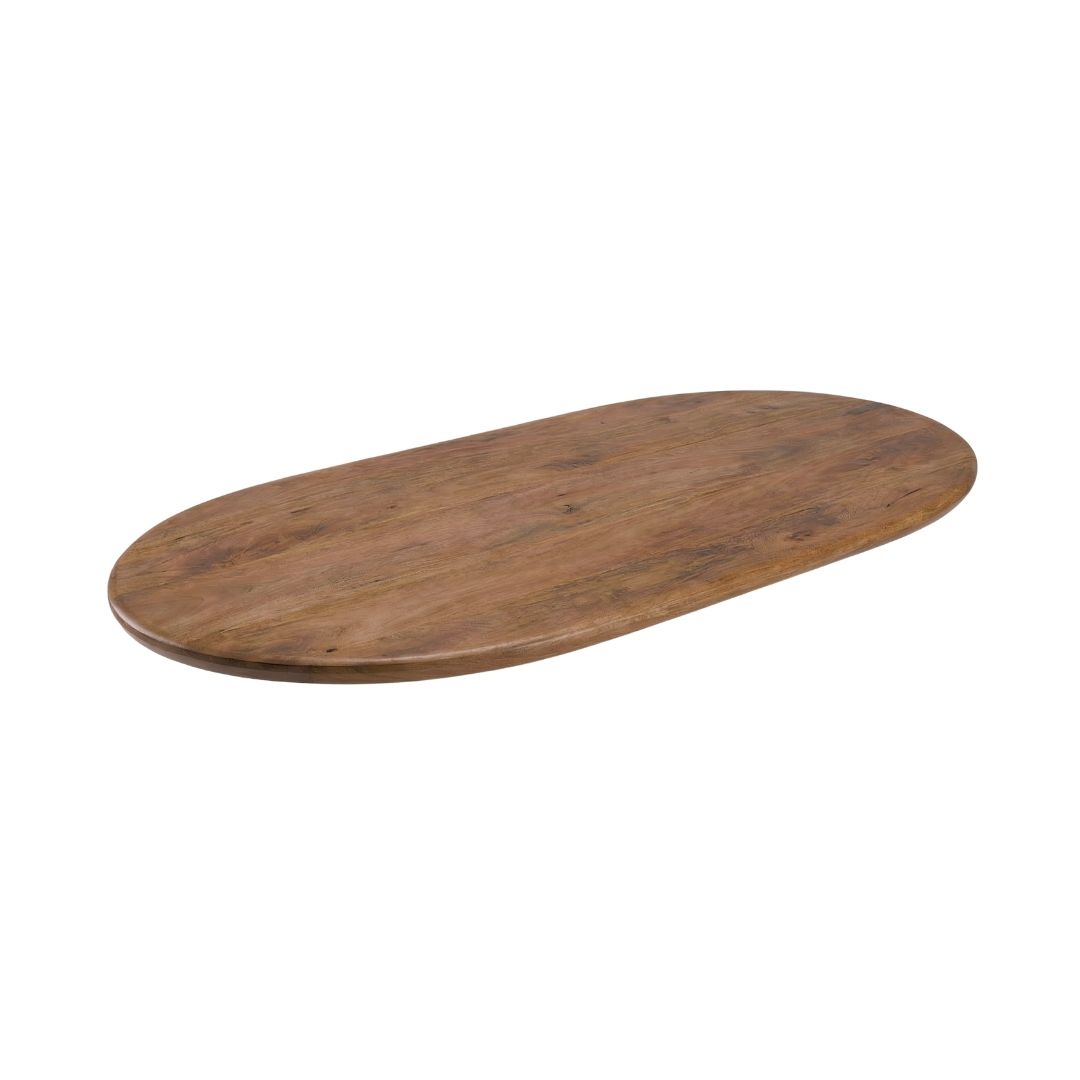Eetkamertafel I_Tafelblad Halve Cirkel - Nature Smooth - Bruin - Mangohout - LABEL51