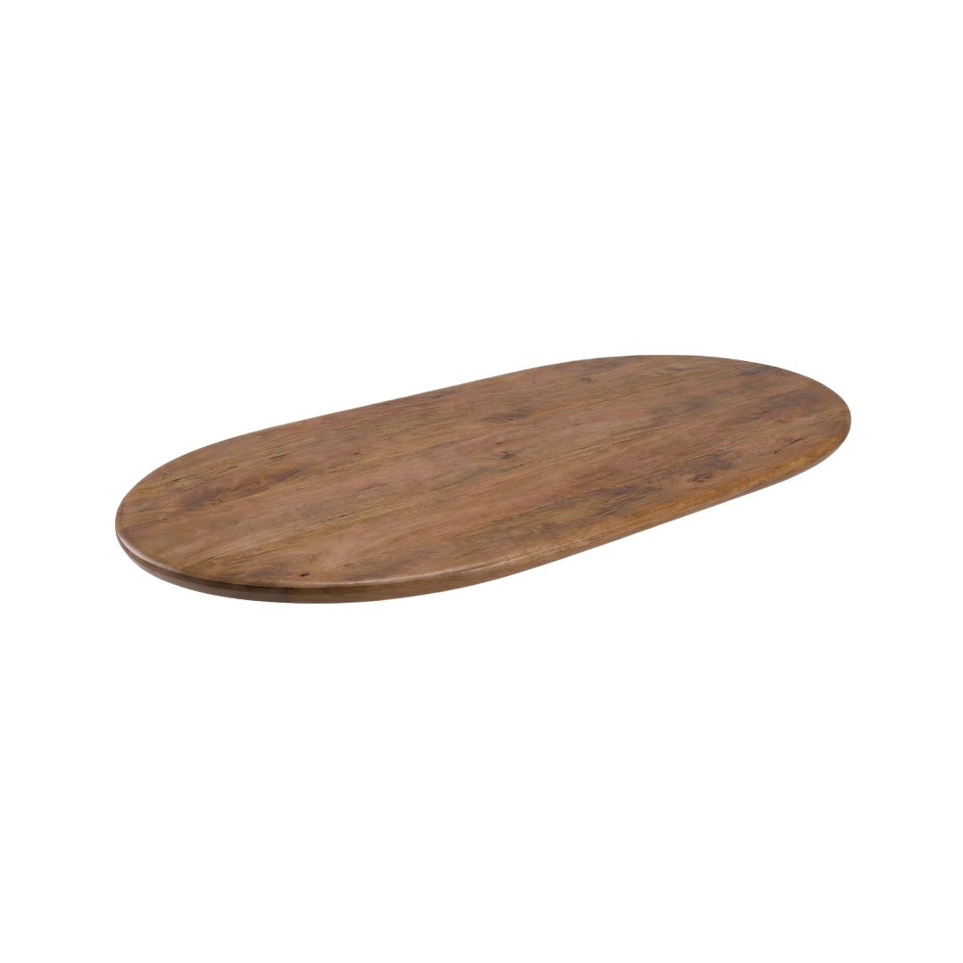 Eetkamertafel I_Tafelblad Halve Cirkel - Nature Smooth - Bruin - Mangohout - LABEL51