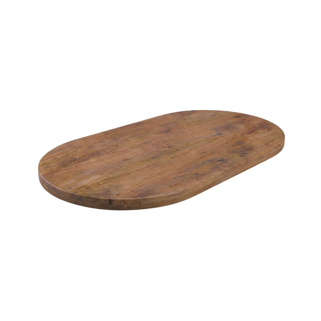 Eetkamertafel I_Tafelblad Halve Cirkel - Nature Smooth - Bruin - - LABEL51