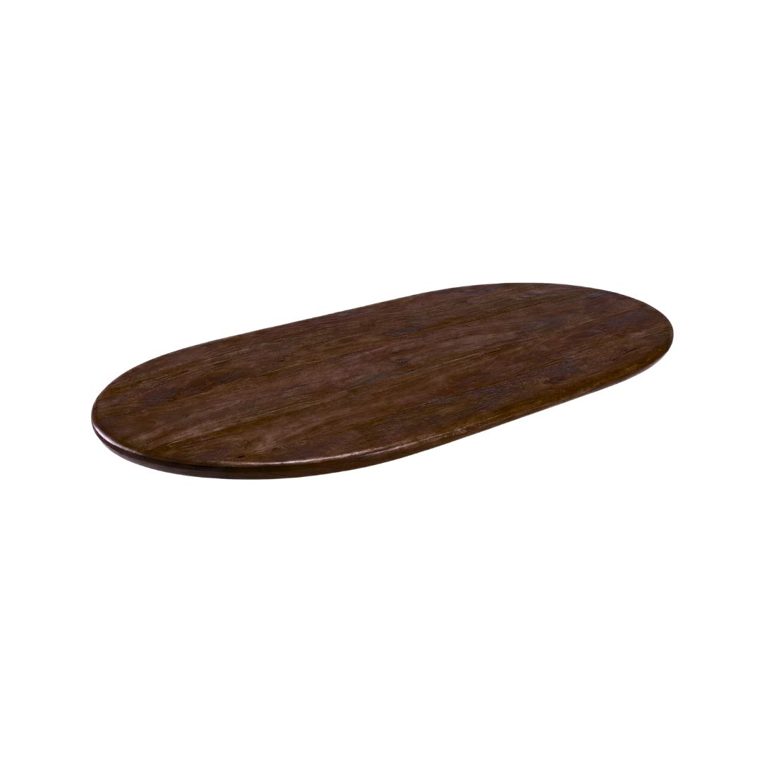 Eetkamertafel I_Tafelblad Halve Cirkel - Espresso - BRUIN - Mangohout - LABEL51
