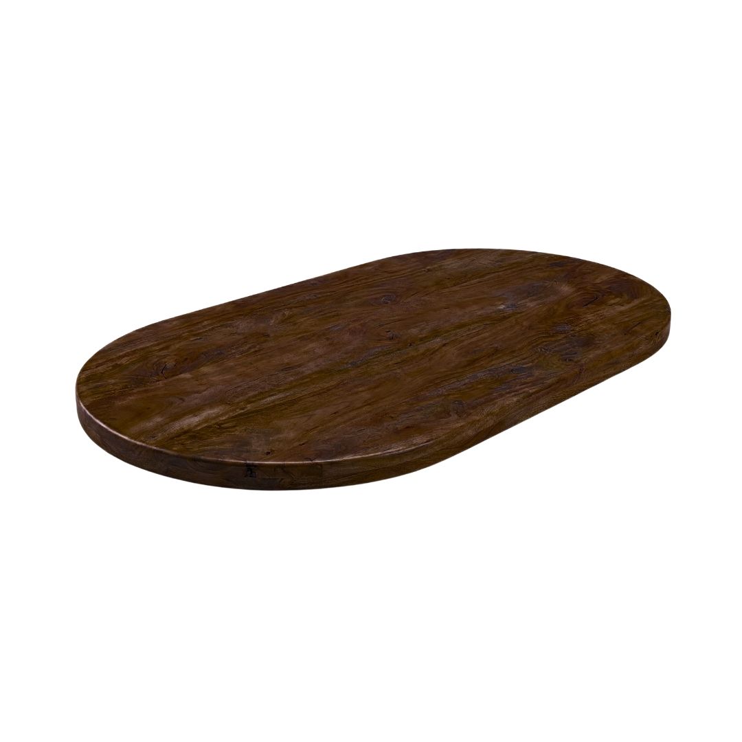 Eetkamertafel I_Tafelblad Halve Cirkel - Espresso - Bruin - Mangohout - LABEL51