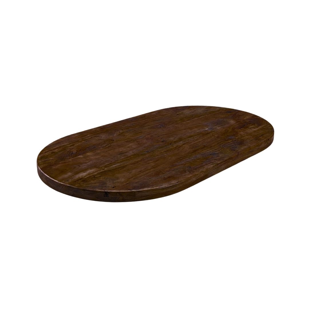 Eetkamertafel I_Tafelblad Halve Cirkel - Espresso - Bruin - Mangohout - LABEL51