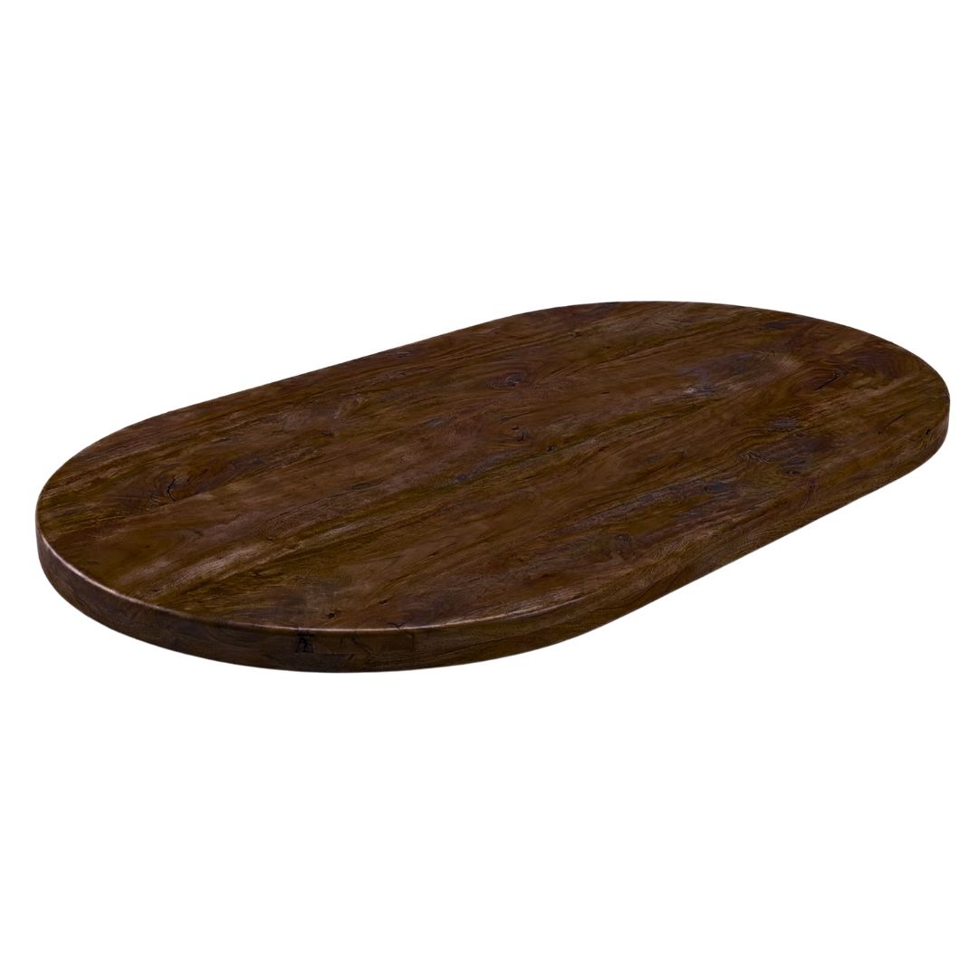 Eetkamertafel I_Tafelblad Halve Cirkel - Espresso - Bruin - Mangohout - LABEL51