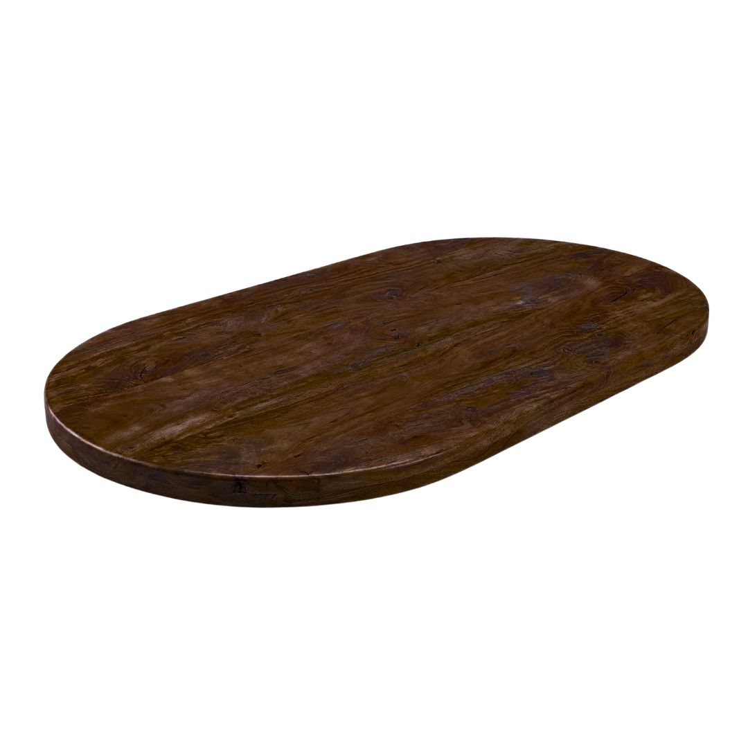 Eetkamertafel I_Tafelblad Halve Cirkel - Espresso - Bruin - Mangohout - LABEL51
