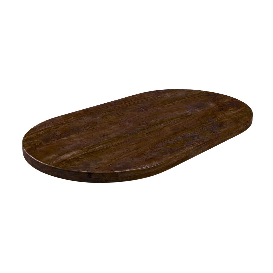 Eetkamertafel I_Tafelblad Halve Cirkel - Espresso - Bruin - Mangohout - LABEL51