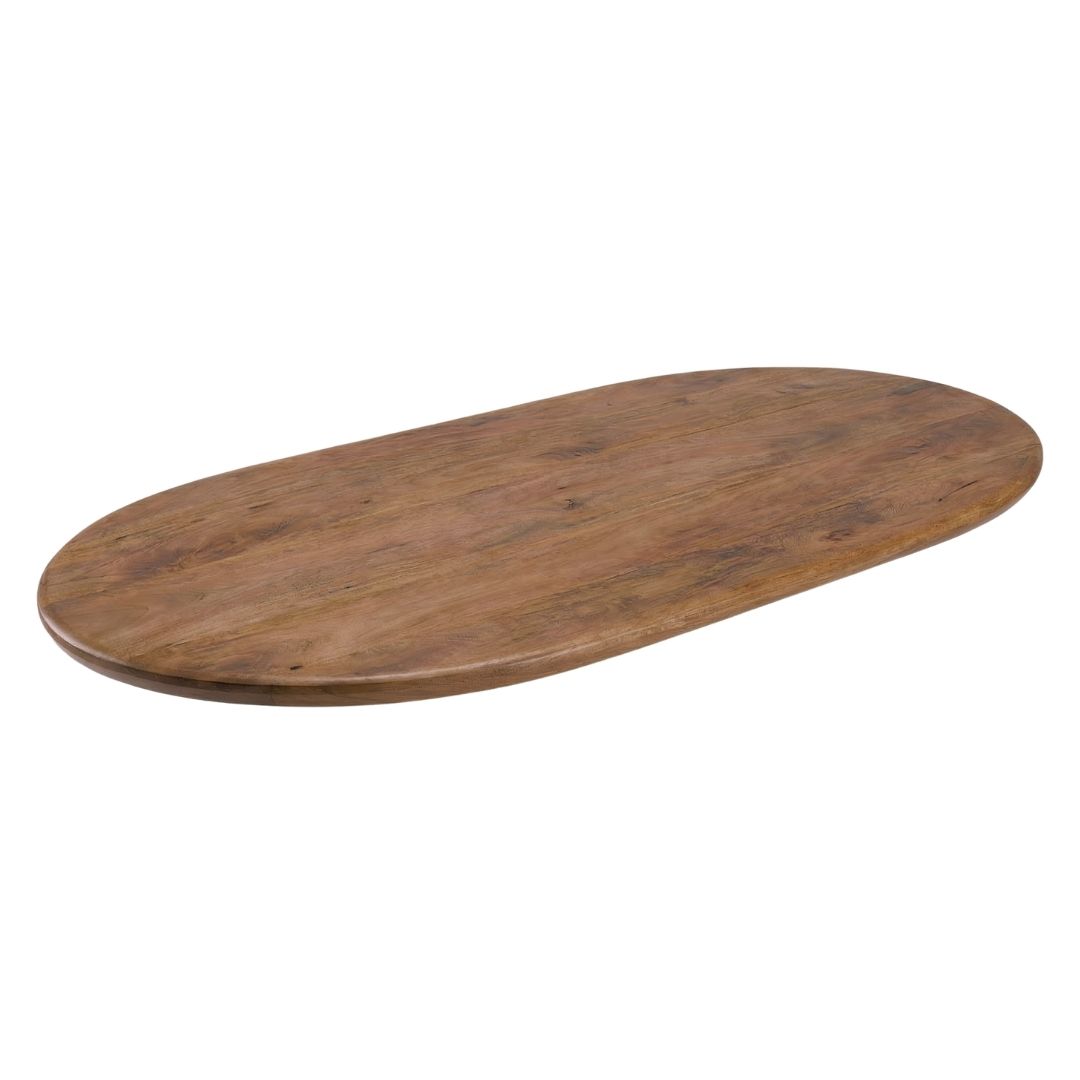 Eetkamertafel I_Tafelblad Halve Cirkel - Nature Smooth - Bruin - Mangohout - Industrieel - LABEL51
